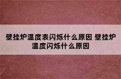 壁挂炉温度表闪烁什么原因 壁挂炉温度闪烁什么原因